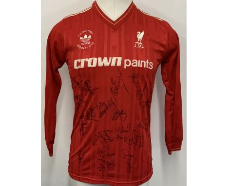 Liverpool 1986 FA Cup Final Match Issued Football Shirt: Red Adidas long sleeve number 12 with Crown Paints sponsorship. Embr