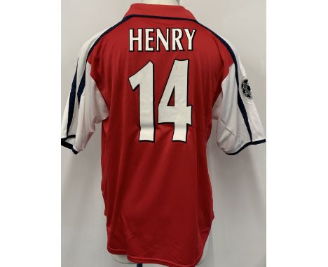 Henry Arsenal 2000 - 2001 Match Worn Football Shirt: Red Nike Dreamcast short sleeve shirt. Champions League badging to arms 