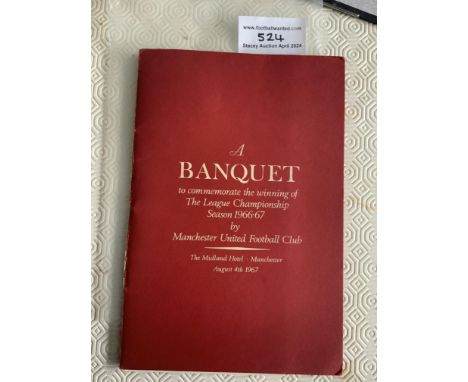 1967 Manchester United League Champions Football Menu: Excellent condition quality Banquet Menu at the Midland Hotel Manchest