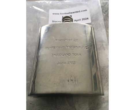 Tottenham + Manchester United Football Tour Of Swaziland Hip Flask: Issued to Manchester United player with the words Present