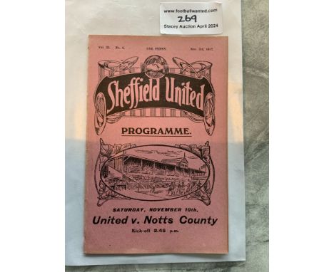 1917 - 1918 Andrew Wilson v Jesse Pennington Football Programme: First World War match at Sheffield United between two very g