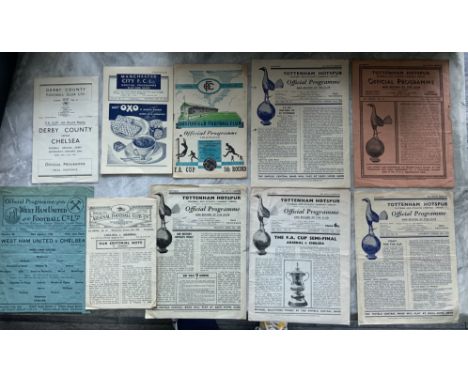 1940s Chelsea FA Cup Away Football Programmes: Includes 45/46 Aston Villa West Ham 46/47 Arsenal + replay Aston Villa 47/48 M