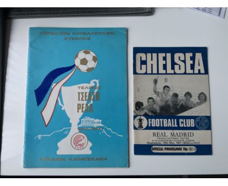 1971 ECWC Final Football Programmes: Real Madrid v Chelsea. Both the original programme and the Chelsea home version both in 