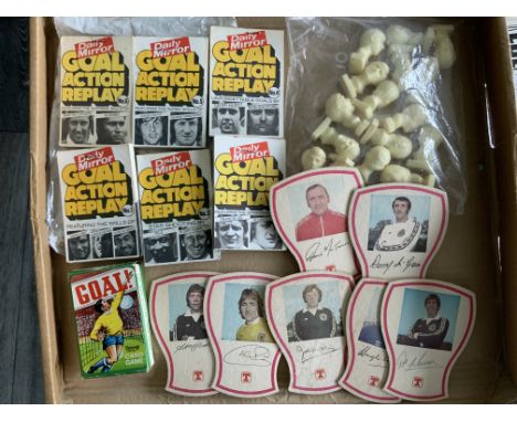 Football Memorabilia: Full set of 16 Joe Mercer Cleveland Busts, full set of 6 Daily Mirror Flicker Goal Action Replay books,