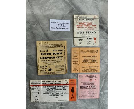 Football Ticket Collection: 1959 FA cup semi final Luton v Norwich at Tottenham, 59/60 Football League v Scottish League at A