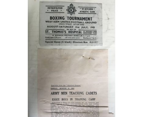 War Time East London + Essex Large Sports Scrapbook: Must view scrap book covering all sports with tickets, programmes, poste