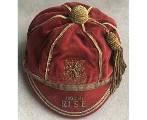 Terry Medwin 60/61 Tottenham Wales International Football Cap: Stunning red with gold trim and tassel from the season Terry w