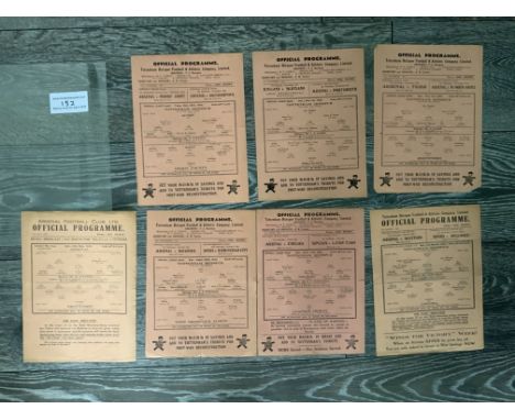 Tottenham Home Wartime Football Programmes: 41/42 Brentford War Cup, 42/43 Chelsea League, 44/45 Orient, 45/46 League matches