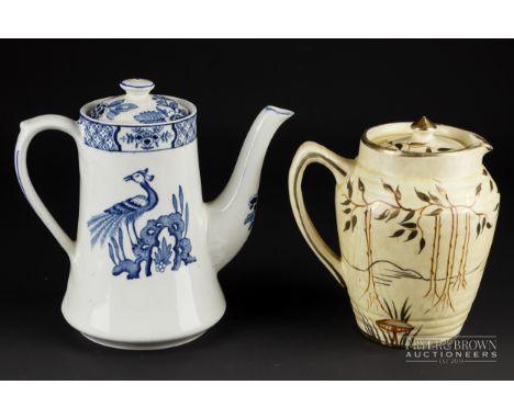 An Arthur Wood Art Deco teapot &amp; cover, decorated with trees; and a Wood &amp; Sons Yuan pattern teapot with cover (2)