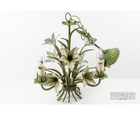 A Christopher Wray three-branch floral light fitting, formed as a bunch of white lilies