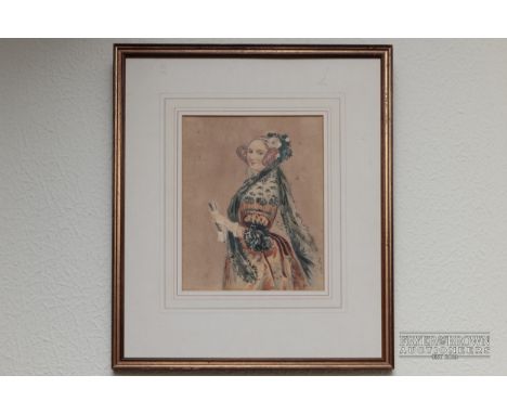 K. Hill after Alfred Edward Chalon - portrait of Ada, Countess of Lovelace, watercolour, 17.5 x 22cm