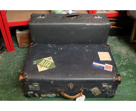 A Legge Globe Trotter vintage suitcase, navy blue; and another, similar (2)