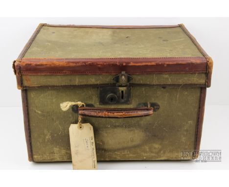 A vintage canvas and leather travelling case/trunk