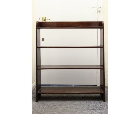 An oak four shelf free standing open back bookcase