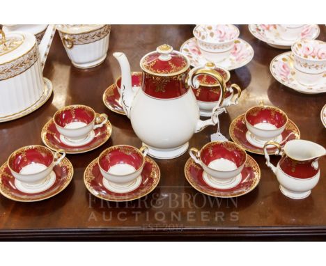 An Edelstein Bavaria 'Christine' coffee service, comprising coffee pot, sugar with lid, milk jug, six coffee cups and saucers
