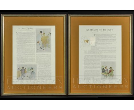After Toulouse Lautrec - Le Bon Jockey, by Romain Coolus, from Le Figaro Illustre, June 1895, lithograph pages, double sided,