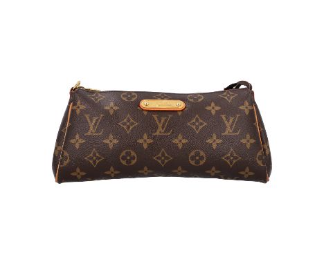 LOUIS VUITTON Pochette "EVA", Koll. 2008. Monogram Canvas Serie mit naturbelassenem Leder und goldfarbener Hardware. Nur mit 