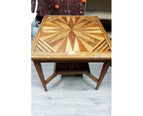 VINTAGE INLAID MARQUETRY TOP OCCASIONAL TABLE