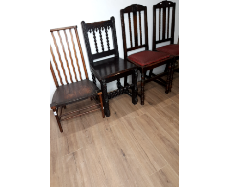 A SET OF 4 PLUS 2 VINTAGE DINING CHAIRS