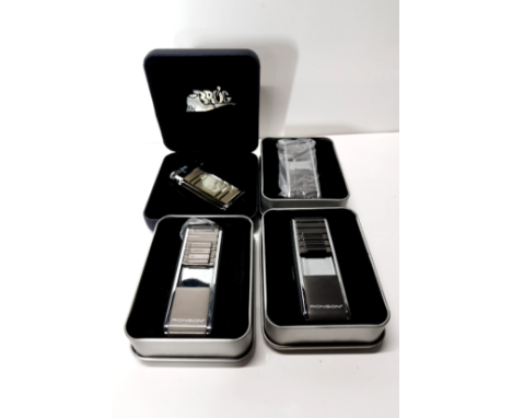 THREE RONSON LIGHTERS TOGETHER WITH A MR BROG LIGHTER