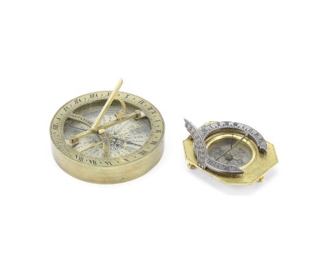 A Salomon Krigner universal gilt brass and silver equinoctial dial,  German, circa 1700,signed S Krigner Marienburg 54,  the 