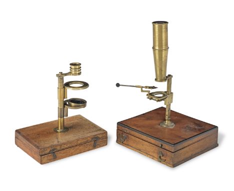 Two Pocket Microscopes, English, early 19th century,including a Gould-type microscope, in fitted case with a Banks trade labe