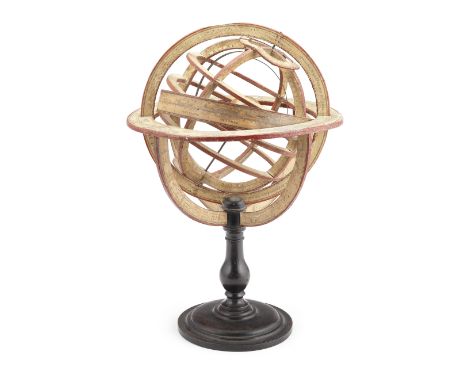 A Charles-Francois Delamarche table armillary sphere, French,  circa 1835,the armillary sphere with horizon ring with engrave