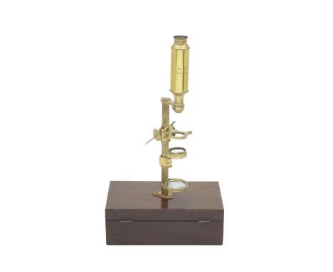 A Meredith Compound Monocular Microscope, English, Early 19th century,signed MEREDITH LONDON, the triangular section column f