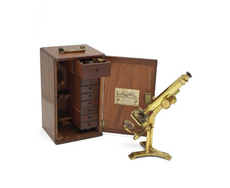 A J.B. Dancer Compound Monocular Microscope, English, circa 1860,with rack and pinion and lever and screw focusing, mechanica