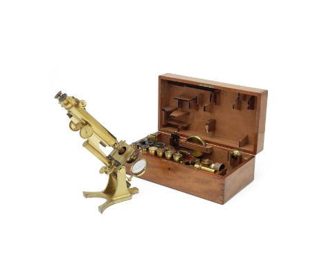 A Smith &amp; Beck Brass Compound Binocular Microscope English, circa 1870,signed SMITH &amp; BECK 6 COLEMAN STREET, LONDON, 