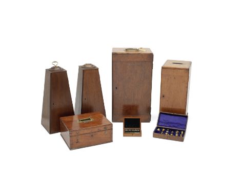 A Collection of Microscope Mahogany Cases and Various Accessories, English, Late 18th and 19th century,including two Cuff-typ