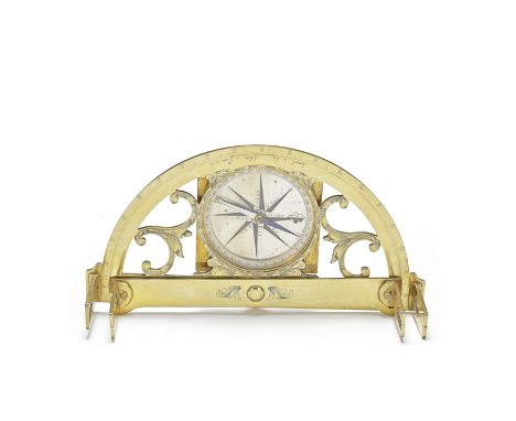 A large Lennel brass graphometer, French, dated 1776,signed Lennel à La Sphere à Paris 1776,  the silver compass rose engrave