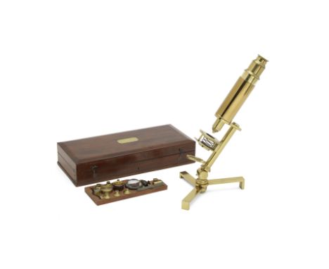 A Crighton Brass Improved Compound Monocular Microscope English, Early 19th century,signed Improved Compound Microscope by Cr