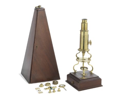 An Adams Culpeper-type Compound Monocular Microscope, English, Early 19th century,signed Adams LONDON, of standard Culpeper d