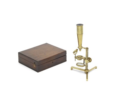 A Matthew Berge Compound Monocular Microscope, English, Early 19th century,the stage signed BERGE LATE RAMSDEN LONDON, with r