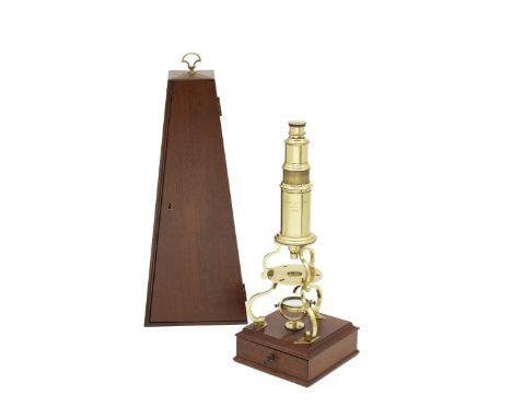 A Burke and Jones Reproduction Culpeper-type Compound Monocular Microscope, English, Modern,No. 115, of standard Culpeper des