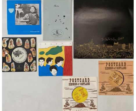 JOSEF K - 7" / LP PACK. A pack of 5 x 7", 1 x LP and a Post Card Records promo booklet/ catalogue. Titles are The Only Fun In