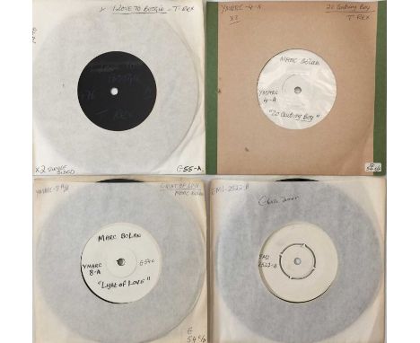 T-REX AND GLORIA JONES 7" TEST PRESSINGS/ACETATE - a collection of 4 T-Rex and Gloria Jones test pressing/acetate releases (o