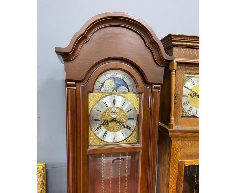 A modern mahogany cased moonphase longcase clock, height 206cm