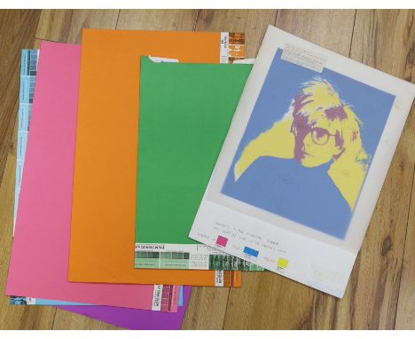 After Andy Warhol, screenprint, Portrait of the artist, book cover proof for his biography, 32 x 26cm, unframed