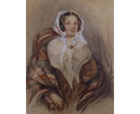 Richard Dadd (1817-1887), watercolour, Portrait of a young lady, signed, 19 x 14.5cm