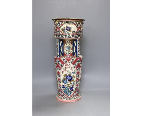 An unusual Fischer Budapest (Zsolnay Pecs) Persian inspired pottery vase 40cm