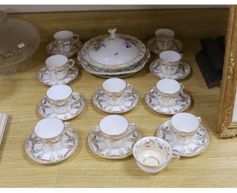 A Davenport part teaset, Meissen muffin dish and a Spode plate