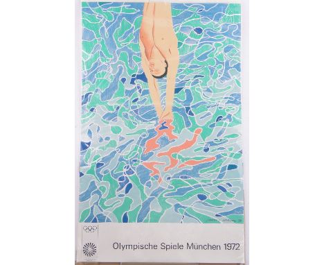 David Hockney,Colour lithograph poster for the Munich Olympics 1972, sheet size 40" x 25" unframed