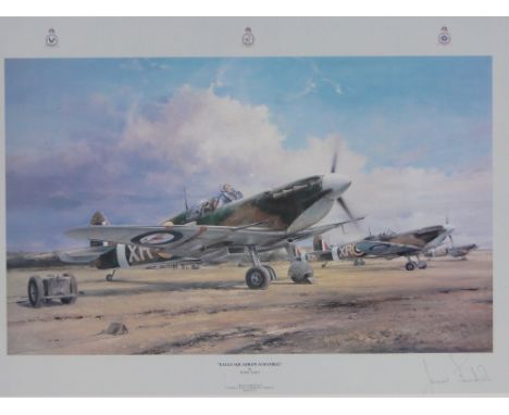 Robert Taylor,Colour print Eagle Squadron scramble, signed by the pilot James Goodson published 1983, i 12" x 20" framed