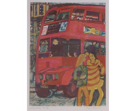 Rupert Shephard (1900-1992),Colour lino-cut print, Bus, signed in pencil, Artist's Proof i 16" x 12" framed
