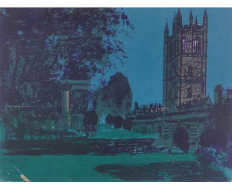 Robert Tavener,Colour lino-cut print, Magdalen College (Oxford series) signed in pencil, dated 1966, Artist's Proof 1 / 25, i