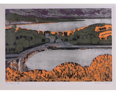 Graham Clarke,Colour lino-cut print, St. Anthony's, signed in pencil, 30 / 50, i 18" x 26" framed