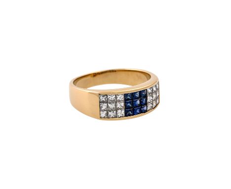   WEMPE Ring mit Saphiren und Brillanten   von zus. ca. 1,05 ct, FW (G)/IF, GG 18K, 5,6 gr, RW: 57, KP: umger. ca. 2.650 € (1