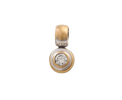   Anhänger mit Brillant ca. 0,30 ct,   ca. GW (K)/VS, WG 14K, 3,1 gr, L: ca. 1,5 cm, 20./21. Jh., Tragespuren, Rhodinierung b